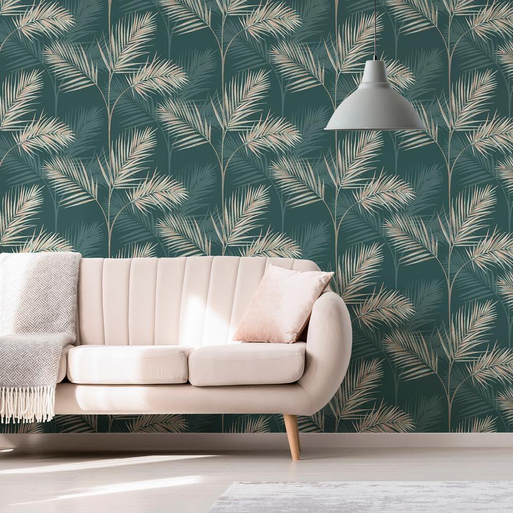 Fine Decor South Beach Evergreen Fronds Unpasted Paper Wallpaper, 20.5-in by 33-ft, 56.4 sq. ft.