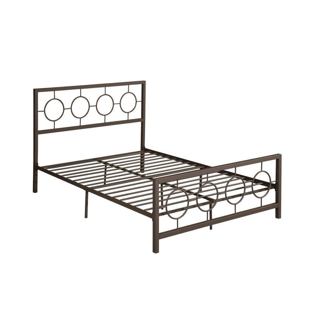 Noble House Ewelina Modern Queen-Size Iron Geometric Low-Profile Bed Frame, Hammered Copper
