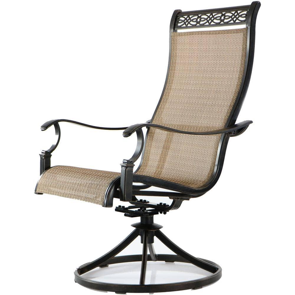 Hanover Outdoor Manor 9-Piece Outdoor Dining Set with 8 Swivel Rockers, Cedar/Bronze