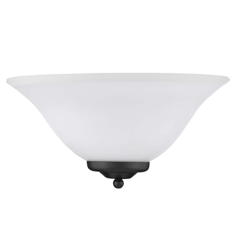 Golden Lighting Sloane 1-Light Wall Sconce in Matte Black with Opal Glass