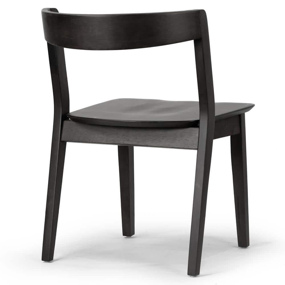 Glamour Home Astor 17.52" Wood Chairs with Curved Back in Black (Set of 2)