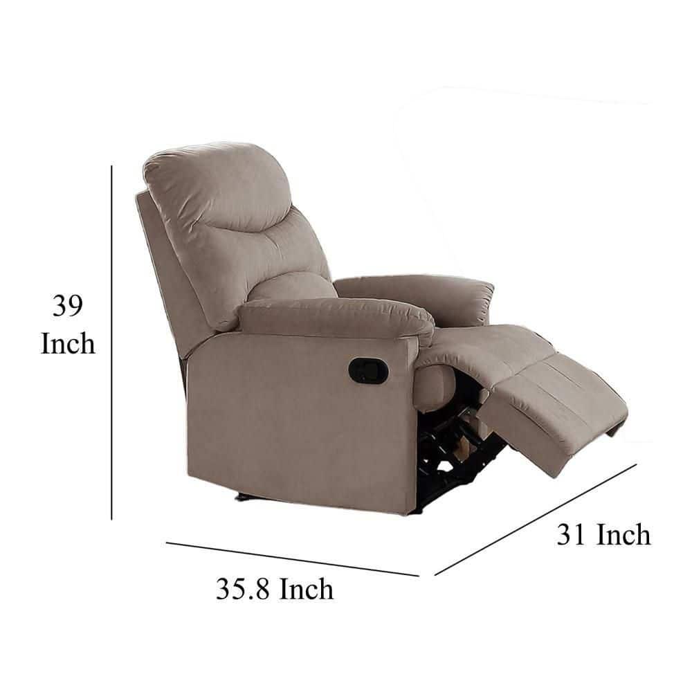 Benjara Karry Manual Recliner Chair, Cushioned Velvet, Solid Wood