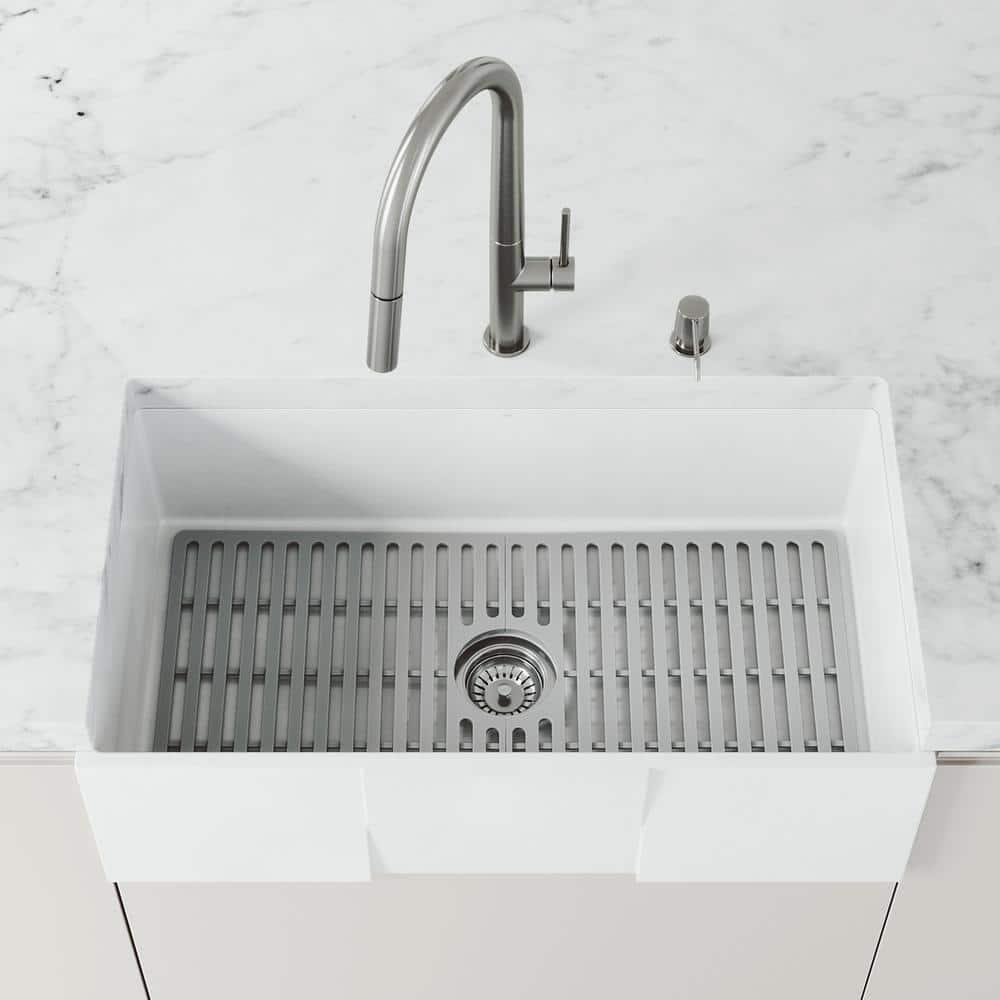 Silicone Grid VIGO Matte Stone 32" L x 15" W Bottom Sink Grid for 36 in. Single Bowl Kitchen Sink