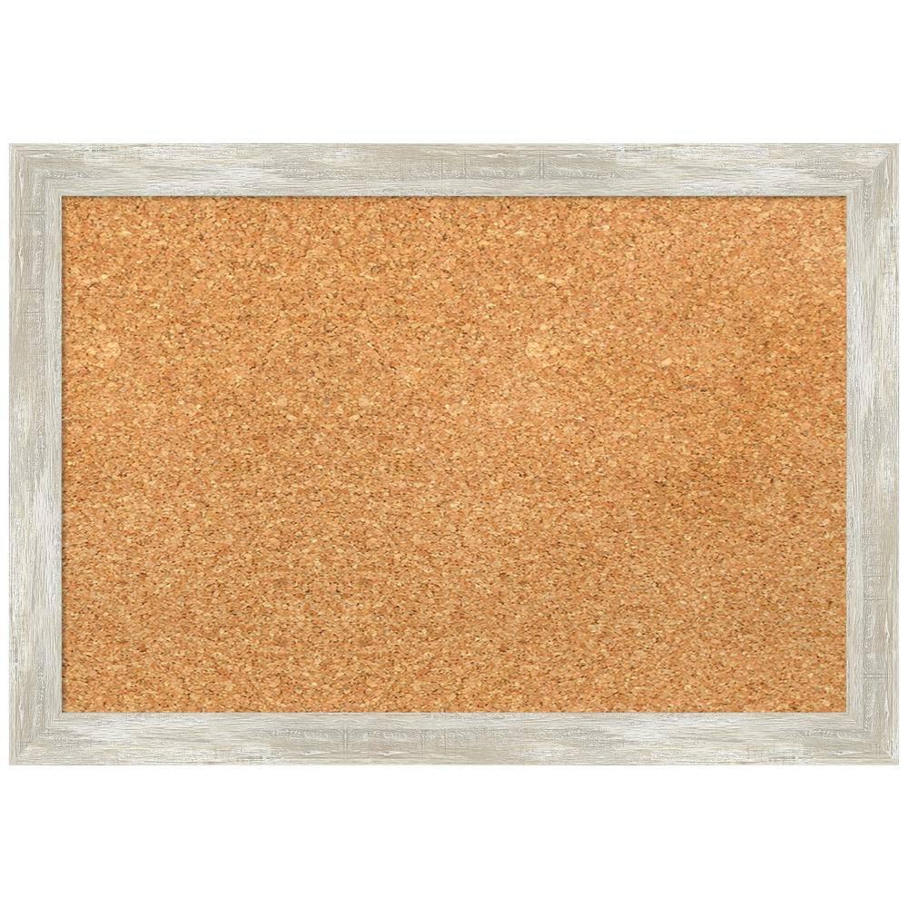 Amanti Art Natural Cork Board Framed Crackled Metallic Narrow Bulletin Board 20 in. x 14 in.