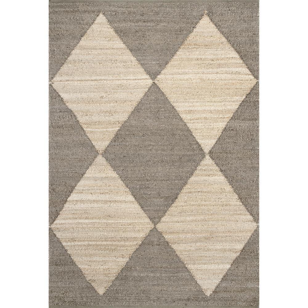 Handcrafted Gray Cotton-Jute Blend Rectangular Rug, 64in