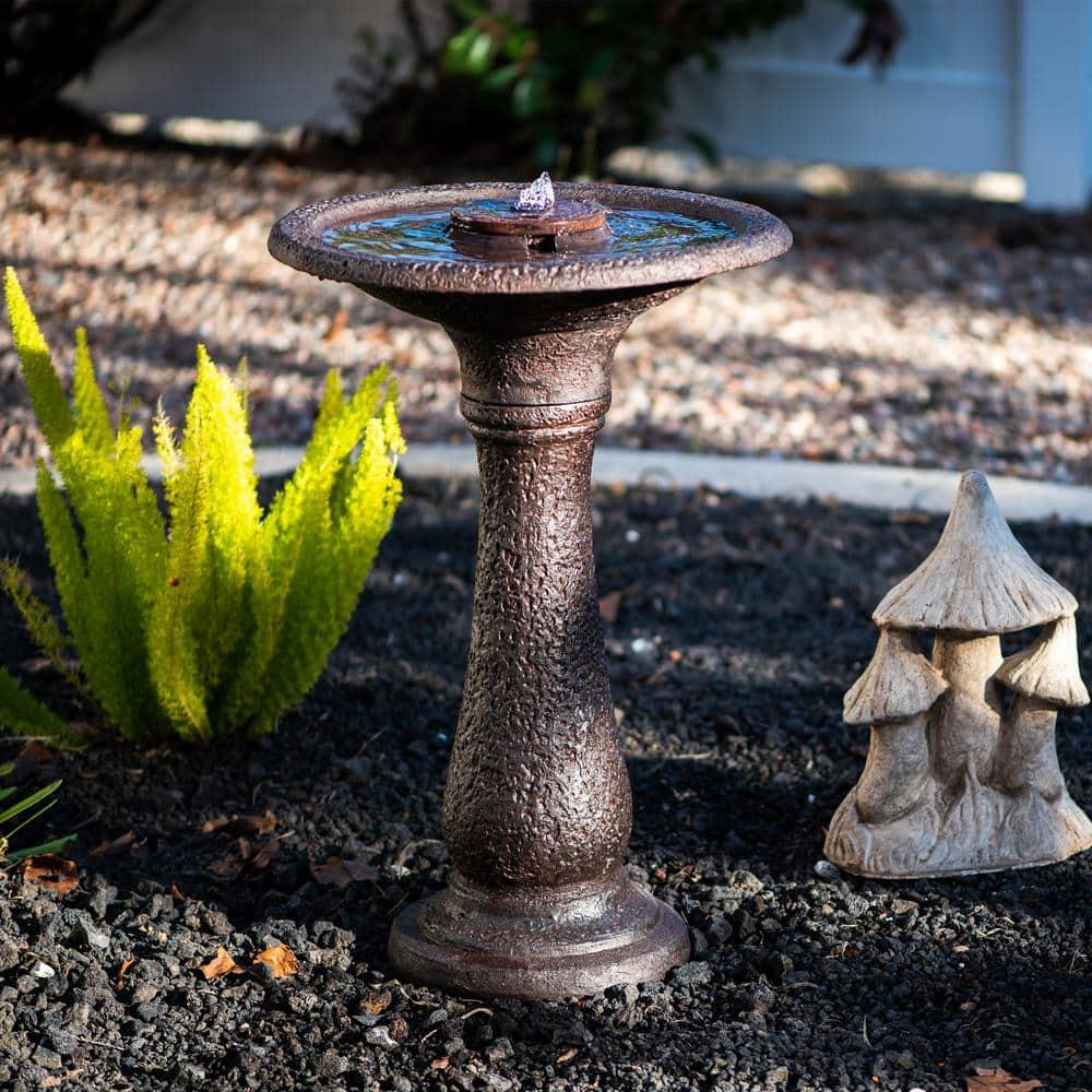 "X-Brand 23.43"" Tiered Resin Birdbath Garden Waterfall Fountain, Dark Brown"