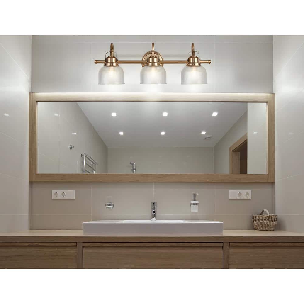 25.25" LED 3-Light Metal/Glass Virginia Pendent Brass/Gold - JONATHAN Y: ETL Listed, Bathroom Fixture