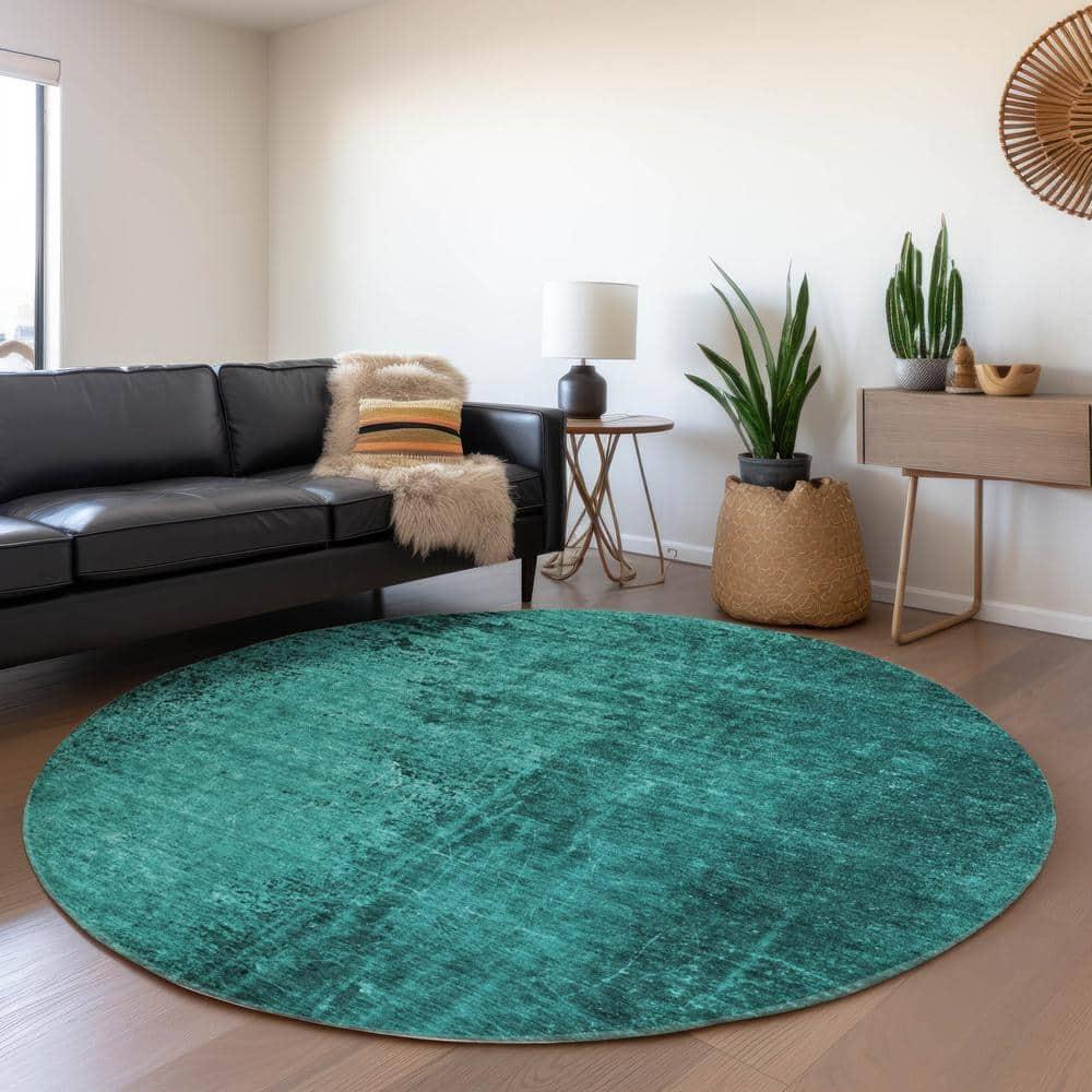 Addison Rugs Chantille ACN554 Teal 8' x 8' Indoor Outdoor Area Rug, Easy Clean, Machine Washable, Non Shedding, Bedroom, Living Room, Dining Room, Kitchen, Patio Rug