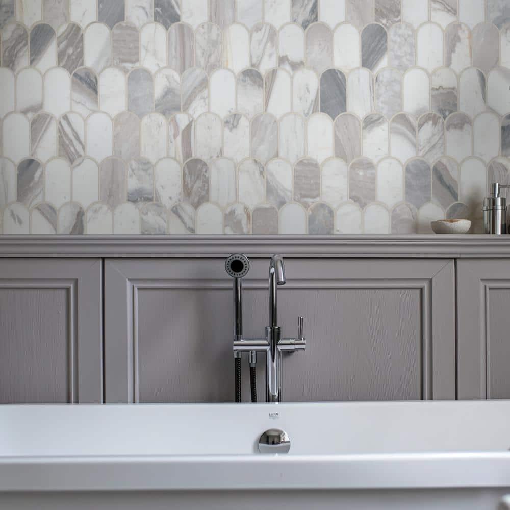 Edessa Scallop 12" x 13" Polished Marble Mosaic Floor and Wall Tile