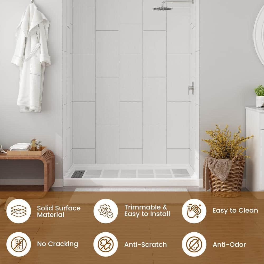 CASAINC 60"W 75/96"H Glue Up SMC Shower & Tub Wall Panel Surround,0.138 Thick,Cuttable,Quick Install