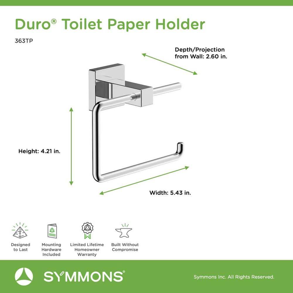 Symmons Duro Single Roll Toilet Paper Holder with Wall Mounting Hardware 363TP