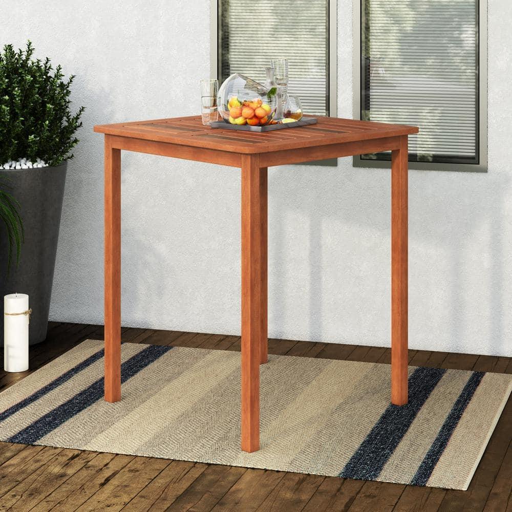 CorLiving Cinamon Brown Hardwood Outdoor Bar Height Table