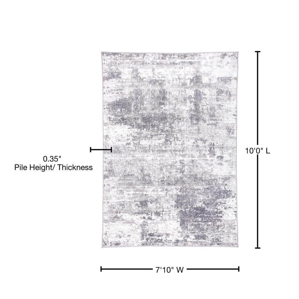 World Rug Gallery Distressed Abstract Gray 7'10" x 10' Area Rug