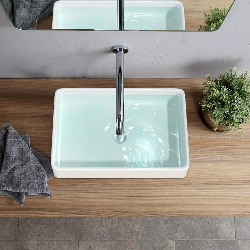 APRESSHUI 16'' Ceramic Rectangular Bathroom Sink