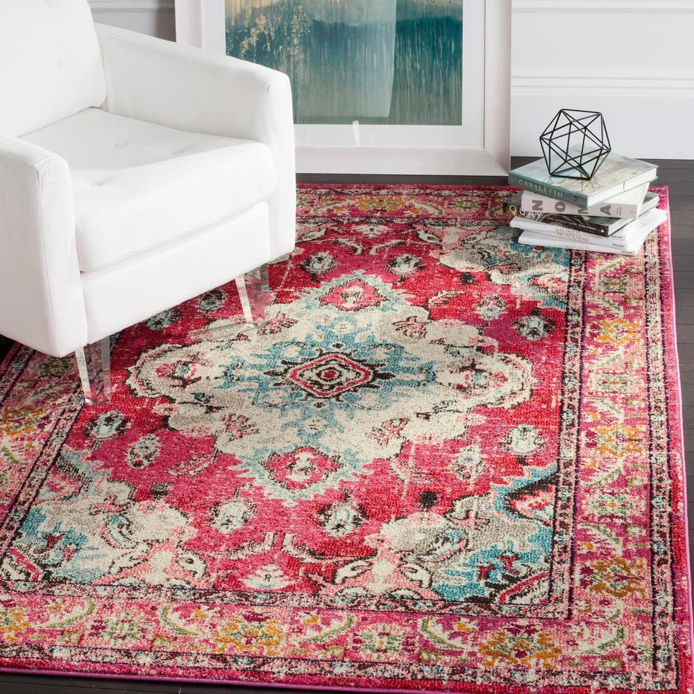 SAFAVIEH Monaco Toria Traditional Area Rug, Pink/Multi, 8' x 11'