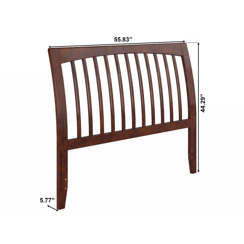 Solid Wood Slat Headboard - Sleigh Design Bed Frame - Walnut Finish - Full, Queen, King Sizes