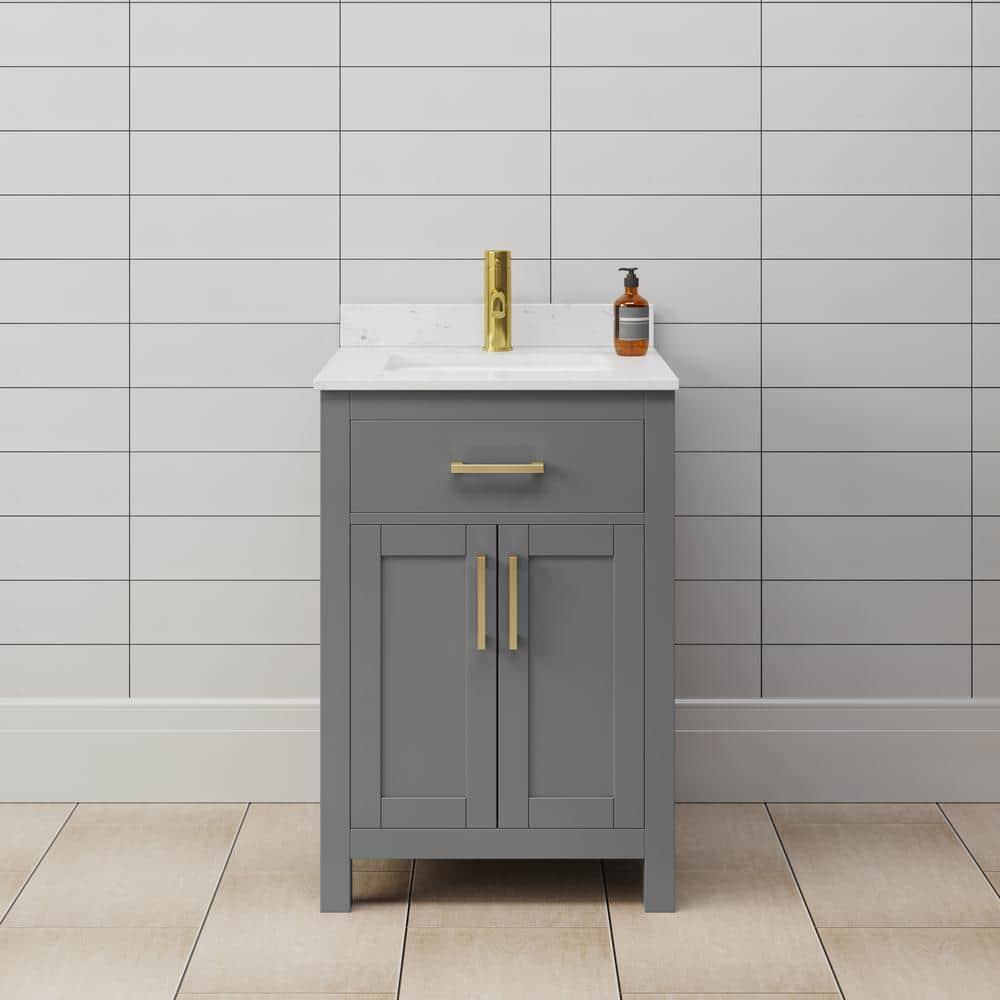 Wyndham Collection Beckett 24" Freestanding Single Bathroom Vanity with Cultured Marble Top