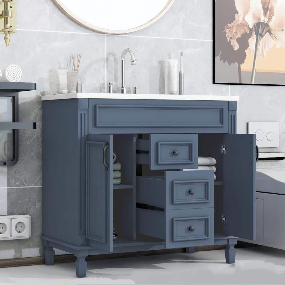 36" Bathroom Vanity with Single Sink Combo - Modern Bathroom Sink Cabinet with Storage, Undermount Sink Cabinet with Soft Closing Drawers