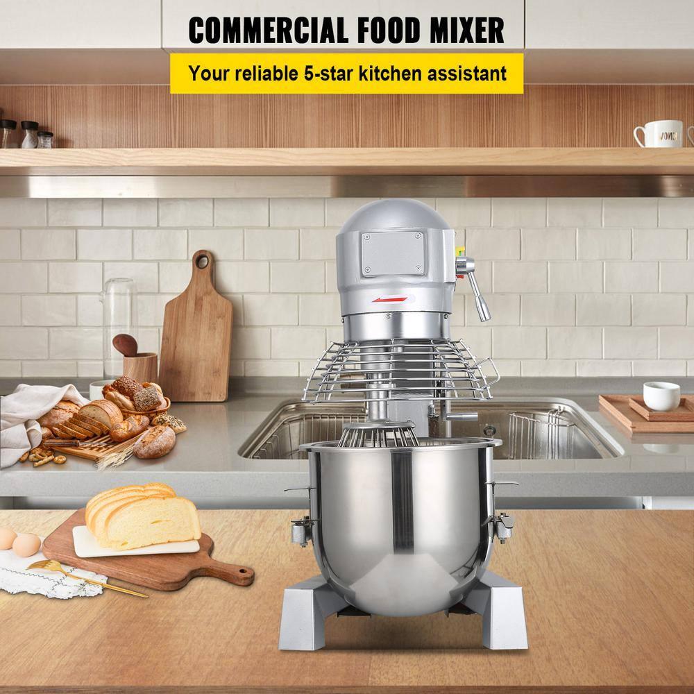 Happybuy 15Qt Commercial Food Mixer with Timing Function， Commercial Mixer 500W Stainless Steel Bowl Heavy Duty Electric Food Mixer Commercial with 3 Speeds Adjustable, Perfect for Bakery Pizzeria