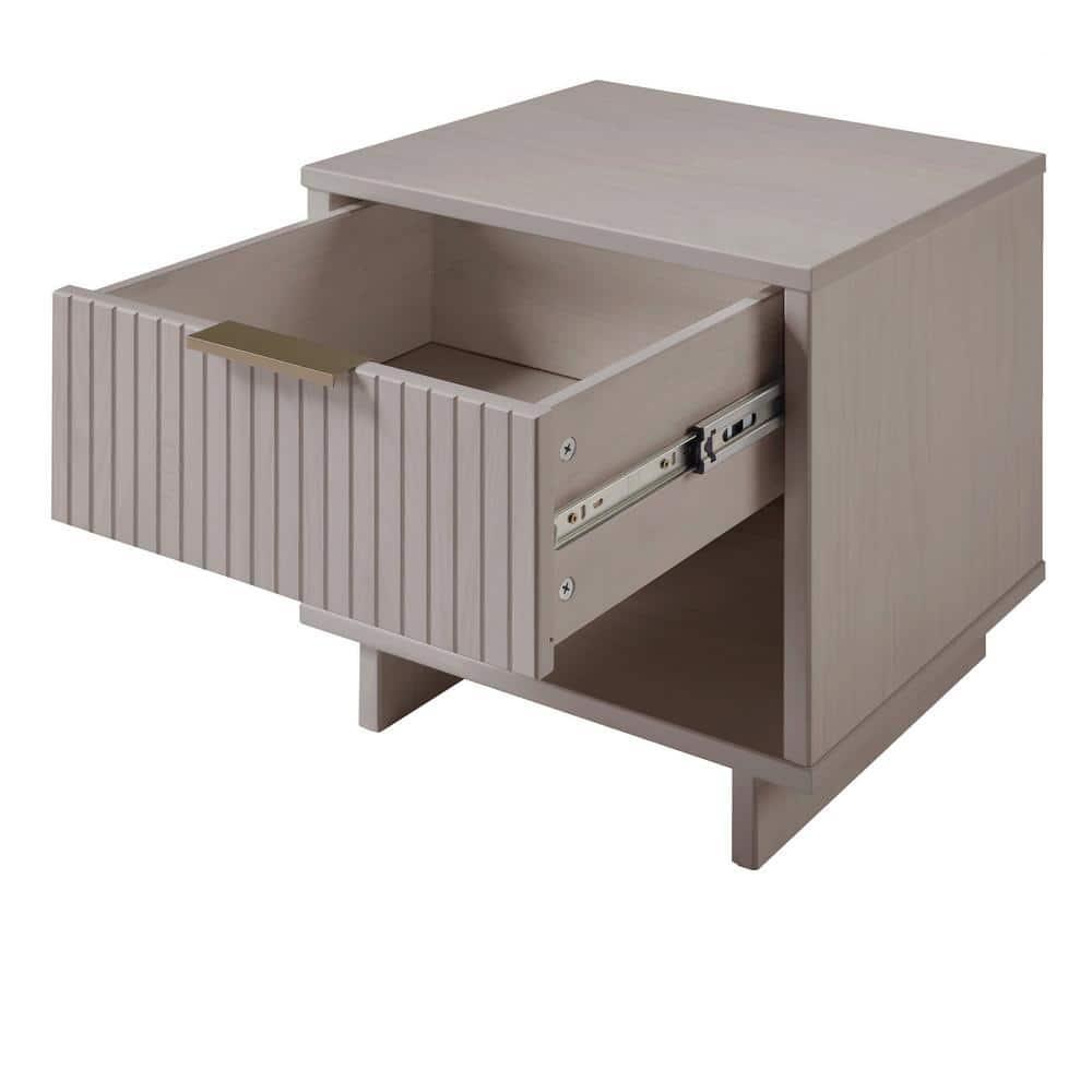 Granville Modern 1 Drawer Nightstand Light Gray - Manhattan Comfort: Wood Frame, Storage Shelf, 30 Day Warranty