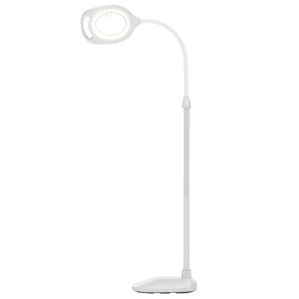 Ottlite 2-in-1 LED Magnifier Floor and Table Light, Silver