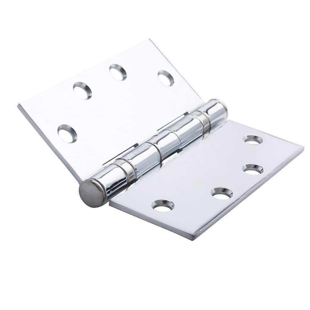 Global Door Controls 4.5 in. x 4.5 in. Full Mortise Squared Ball Bearing Hinge with Non-Removable Pin - Pack of 3 (Set of 3)
