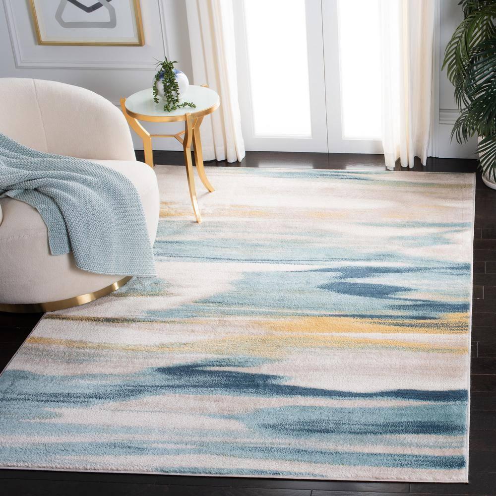 Skyler Beige/Navy 4 ft. x 6 ft. Abstract Area Rug