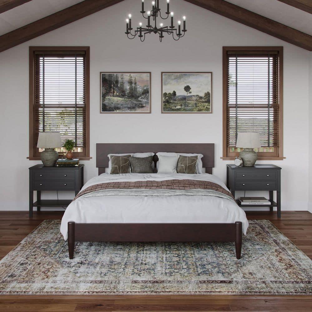 AFI Aria Full Modern Solid Wood Low Profile Platform Bed, Espresso