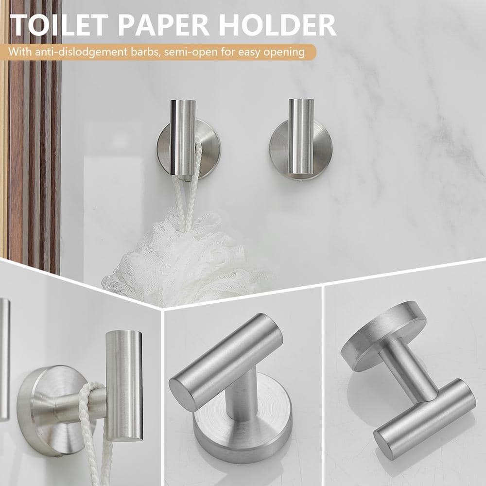 5-Piece Bathroom Hardware Set Matte Black Accessories Include 24-Inch Towel Bar, Towel Ring, Toilet Paper Holder and Robe Hooks Stainless Steel Wall Mounted Towel Hanger