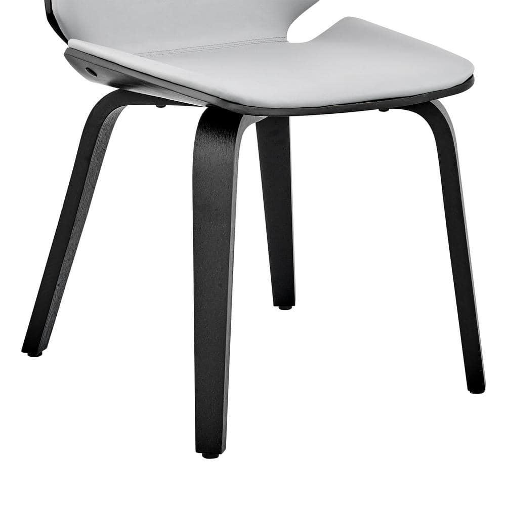 Armen Living Brinley 18" Faux Leather Dining Room Accent Chair in Gray/Black