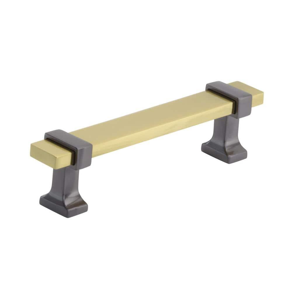Amerock Overton 3-3/4 inch (96mm) Center-to-Center Brushed Gold/Black Chrome Cabinet Pull