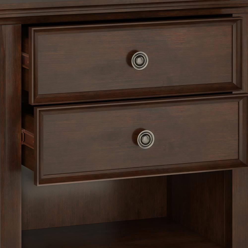 Simpli Home Amherst Solid Wood Bedside Table In Russet Brown