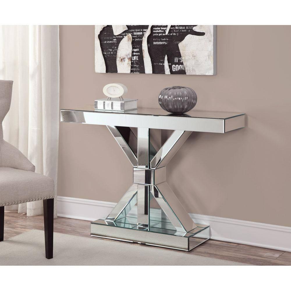 Coaster Company Essence Reventlow X-Shaped Base Console Table Clear Mirror