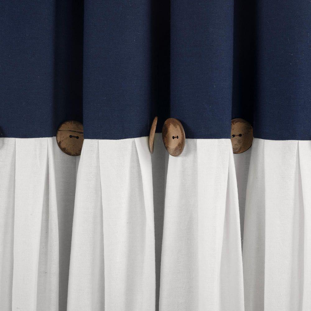 Lush Decor Linen Button Cotton Blend Blackout Thermal Rod Pocket Single Curtain Panel