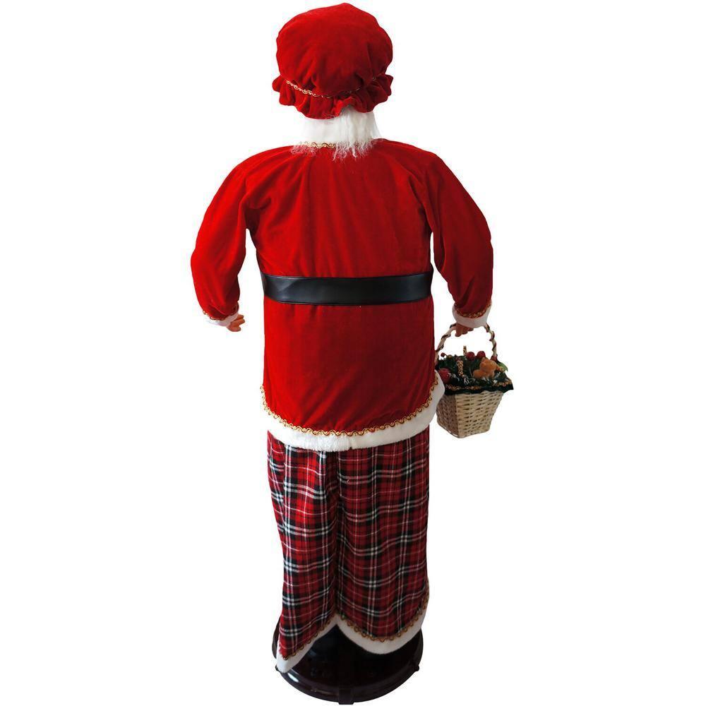 Christmas Time 58-In. Dancing Mrs. Claus with Tartan Skirt and Gift Basket | Animated Indoor Christmas Holiday Home Decor | CT-AMC058M-13RED