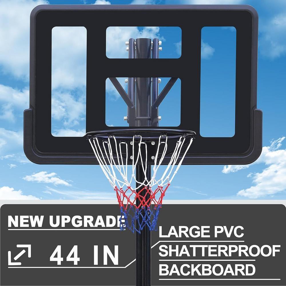 HLILish Teenagers Portable Basketball Hoop Height Adjustable Basketball Hoop Stand 7.5Ft - 10Ft With 44 Inch Backboard And Wheels For Adults Teens