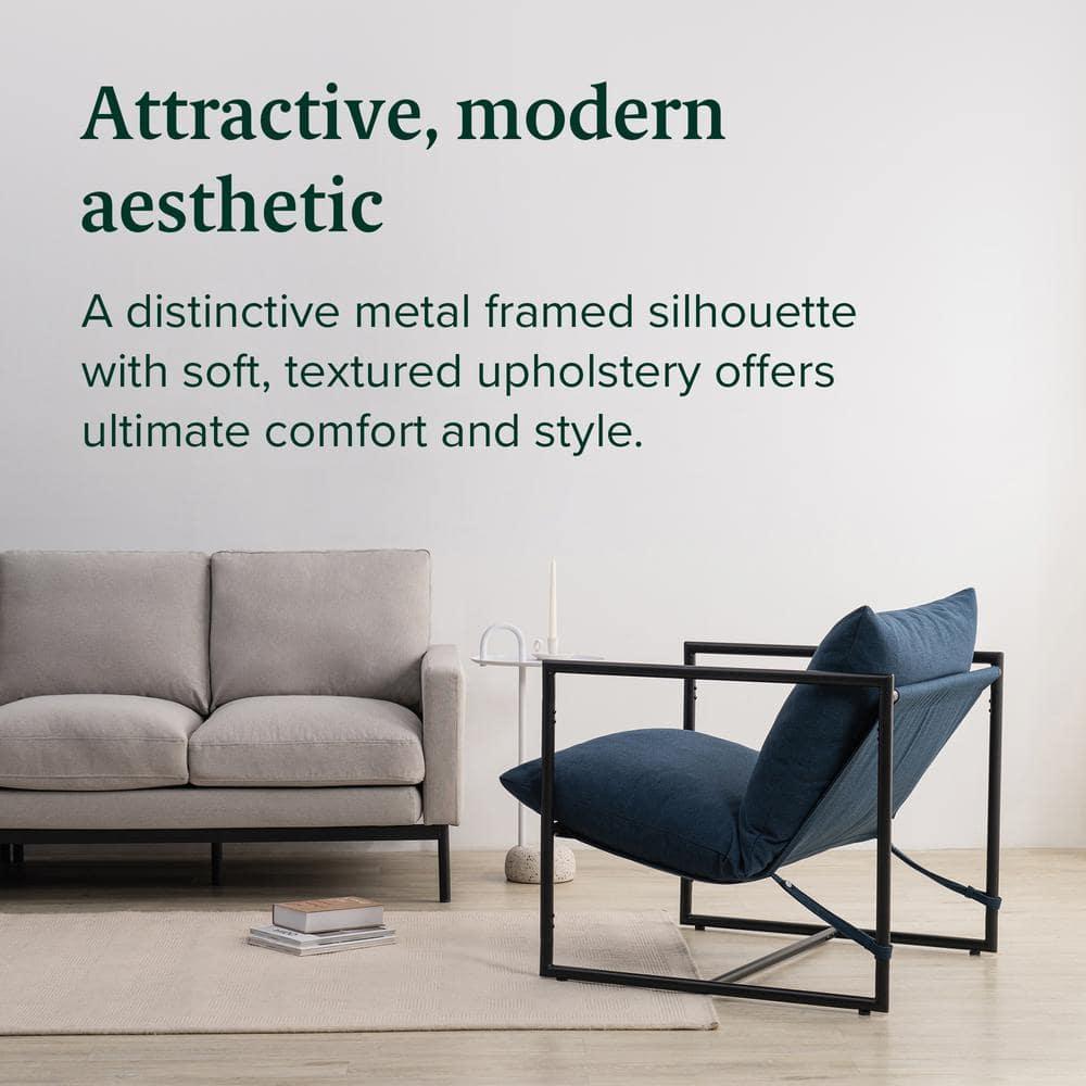 Zinus Aidan Metal Framed Sling Indoor Accent Chair, Navy