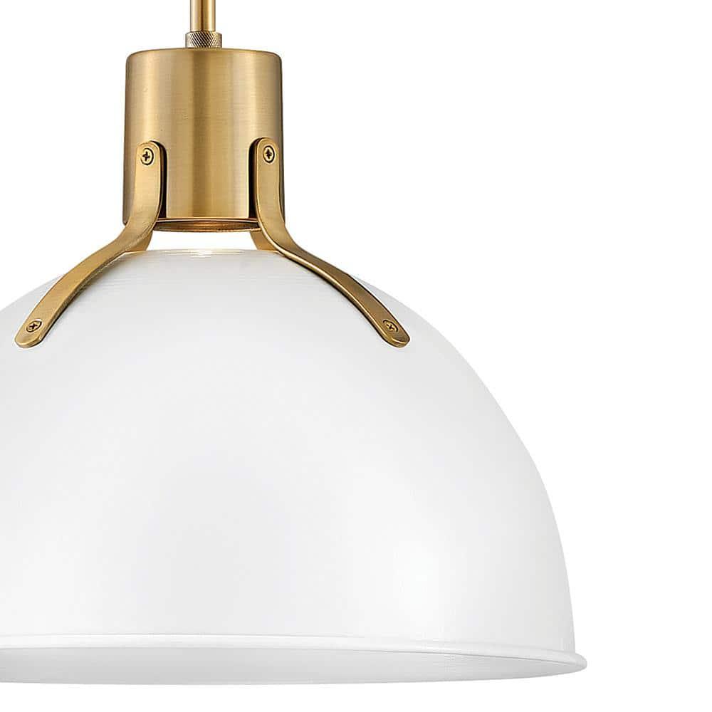 Argo Polished White 14" LED Bowl Pendant with Vintage Industrial Design