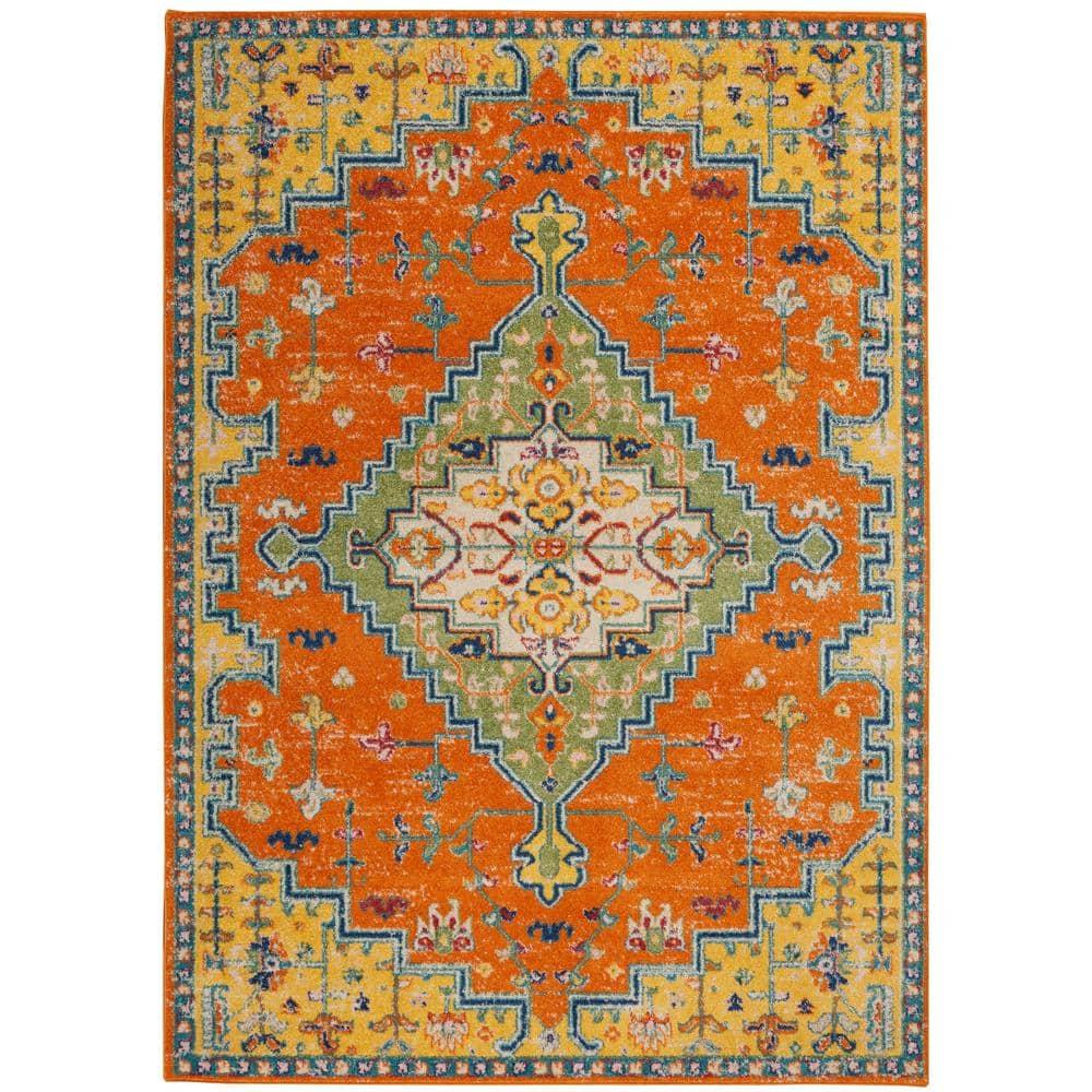Nourison Allur Bohemian Medallion Indoor Rug Orange Multicolor 5'3" x 7'3"