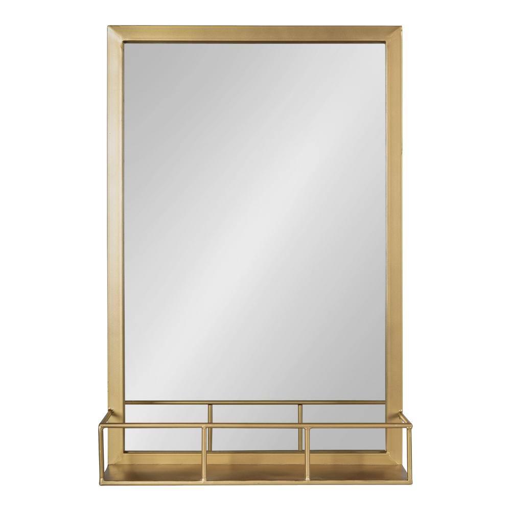 Kate and Laurel Jackson Modern Mirror with Shelf, 20 x 30, Gold, Decorative Mirror with Transitional Style and Additional Storage