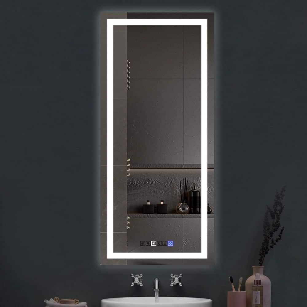 18"x40" LED Dimmable Bathroom Mirror Rectangle LED Lighted Wall Mounted Mirror for Vanity Room with Touch Button and Anti-Fog Function by Fab Glass and Mirror