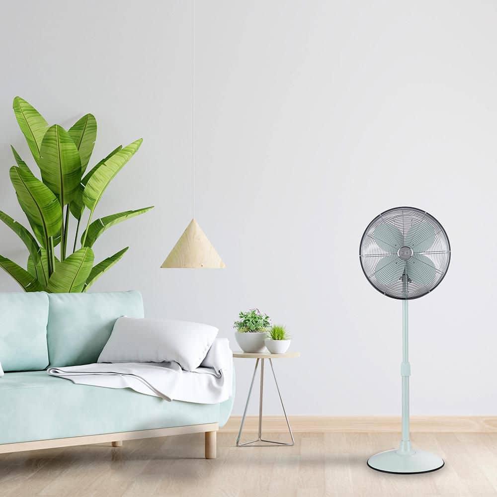 Good Housekeeping All-Metal 3-Speed 16" Oscillating Conference Room Pedestal Fan with Telescopic Height Adjustment (Multiple Finishes Available)