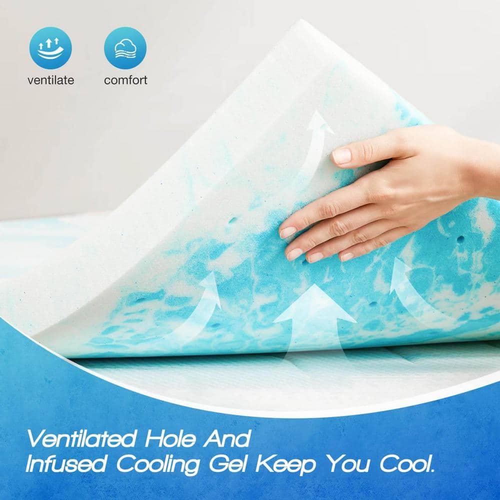 Full Size Blue Gel Memory Foam Mattress Topper