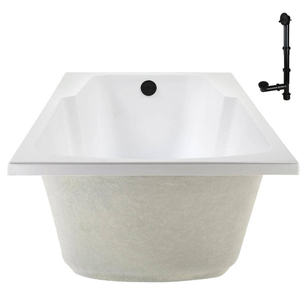 60'' x 32'' Acrylic Soaking Drop-In Bathtub, Drain Included
