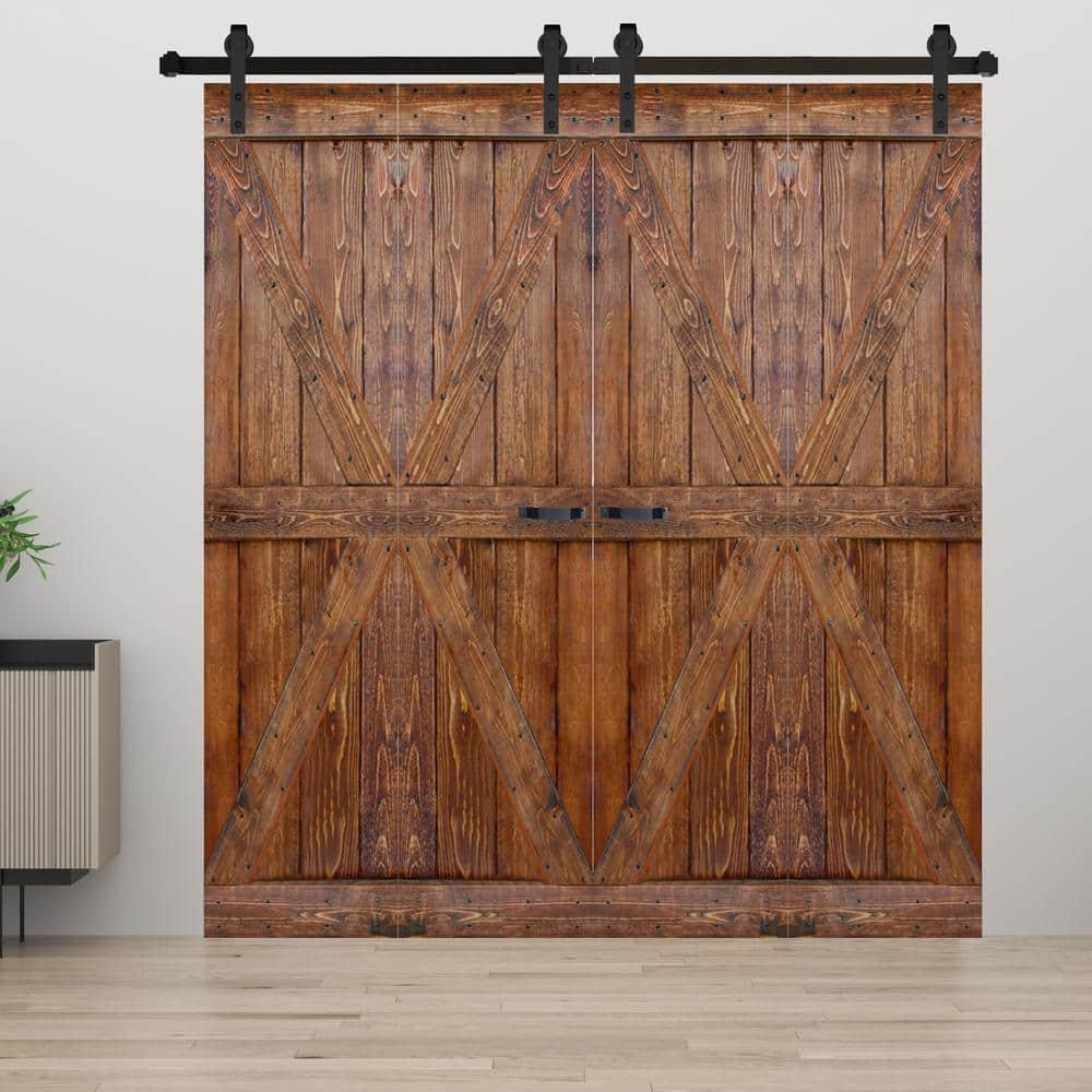 IsLife K Style Finished Solid Wood Bi-Fold Double Barn Door With Hardware Kit -Assembly Needed