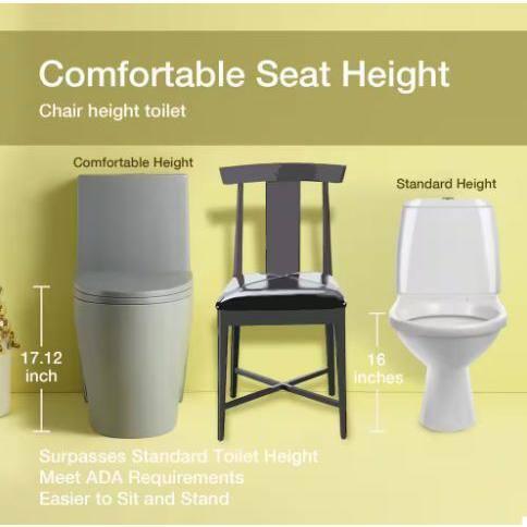 1.1/1.60 GPF Dual-Flush One Piece Toilet, Water-Saving Elongated Comfort Height Floor Mounted, Soft Close 1000 Gram Map Flushing Score Toilet, Light Grey 23T01-LG