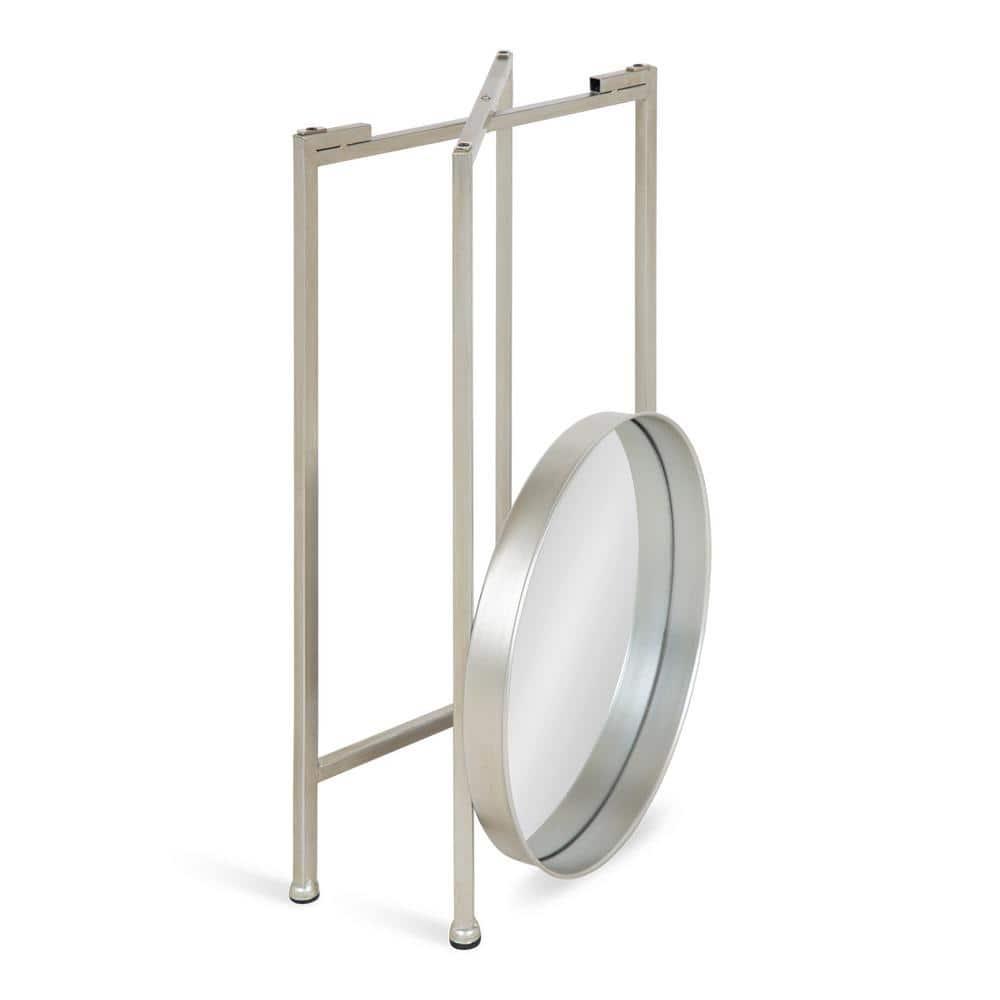 Kate and Laurel Celia Modern Folding Metal Side Table, 14 x 14 x 25.75, Silver, Decorative Space Saving End Table for Hosting, Storage, and Display