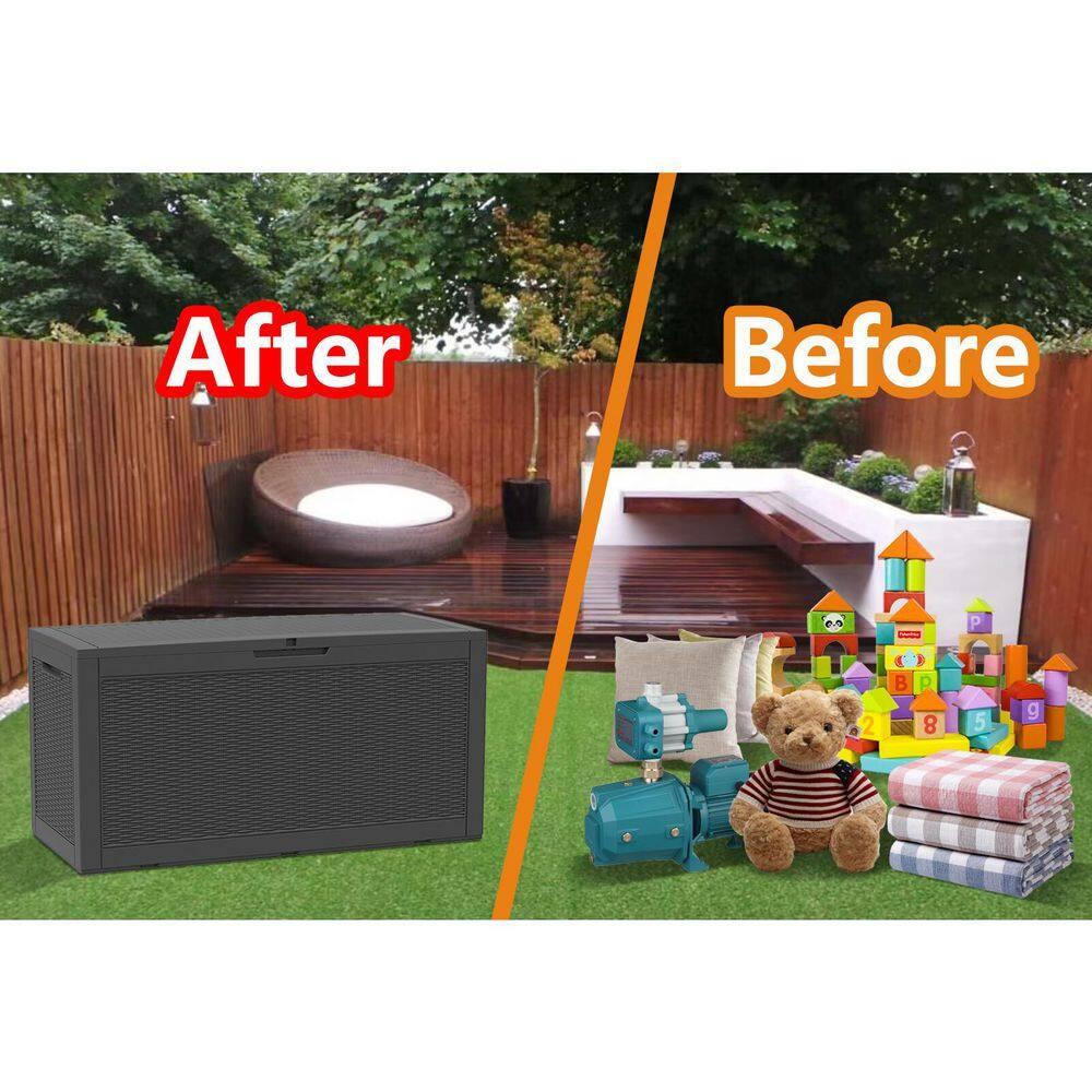GUNJI GUNJI 100 Gallon Water Resistant Resin Lockable Deck Box