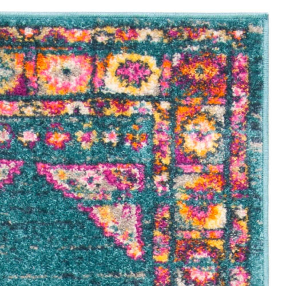 Madison MAD133 Power Loomed Runner Rug - Light Blue/Orange - 2'3"x6' - Safavieh.