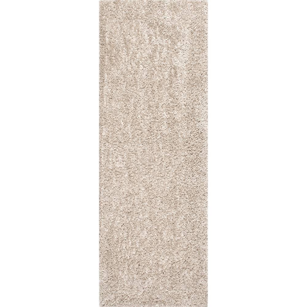 Nuloom Kara Solid 2x8 Runner Shag Indoor Area Rug for Living Room Bedroom Dining Room Nursery Entryway Hallway, Beige